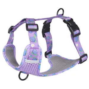 Vest Type Pet Harness Lovely Print Plaid Breathable Mesh Adjustable Chest Belt Buckle Soft Dog Harness