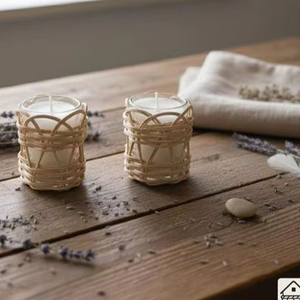 Lanternes en bambou et rotin naturel faites à la main, porte-bougie avec verre, décoration moderne et écologique pour la maison, utilisation intérieure et extérieure - Product Image 2