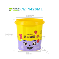 Seau en plastique réutilisable de 1,2 L, imprimé IML, pour aliments, popcorn, emballage personnalisé, bac avec poignée