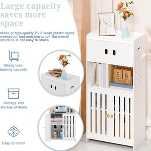 Meuble de rangement pour salle de bain, 3 niveaux, en composite bois-plastique, gain de place, étagère d'angle pour toilettes, design minimaliste - Product Image 3