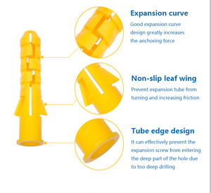 Fixation du cadre de la prise murale <span class=keywords><strong>Ancre</strong></span> jaune avec vis à ailettes simple Nylon Ancrage plastique expansible Tornillo - Product Image 6