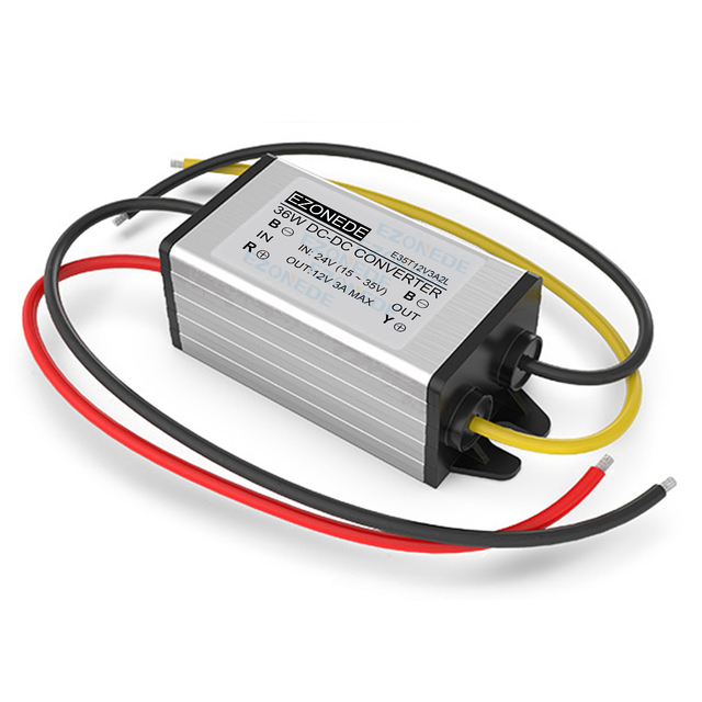 24V to 12V DC Step Down Converter 3A 36W DC Voltage Regulator Buck Module Waterproof Power Supply Regulator Reducer Transformer