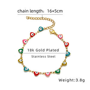 Accessoire de mode unisexe en acier inoxydable Bracelet à breloques porte-bonheur bleu huile yeux diables colorés - Product Image 6