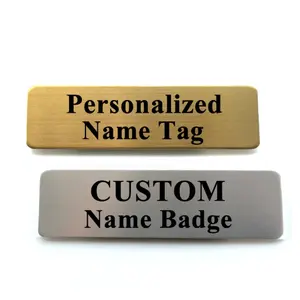 Custom Metal Blanks Store Staff Name Tags Employee Number Plate 75Mm Magnetic Laser Engrave Logo Name Tag