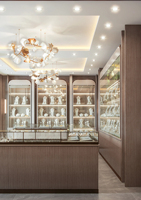 Présentoir à bijoux de luxe Vitrine murale pour bijoux Comptoir en verre Bijouterie personnalisée Design 3D