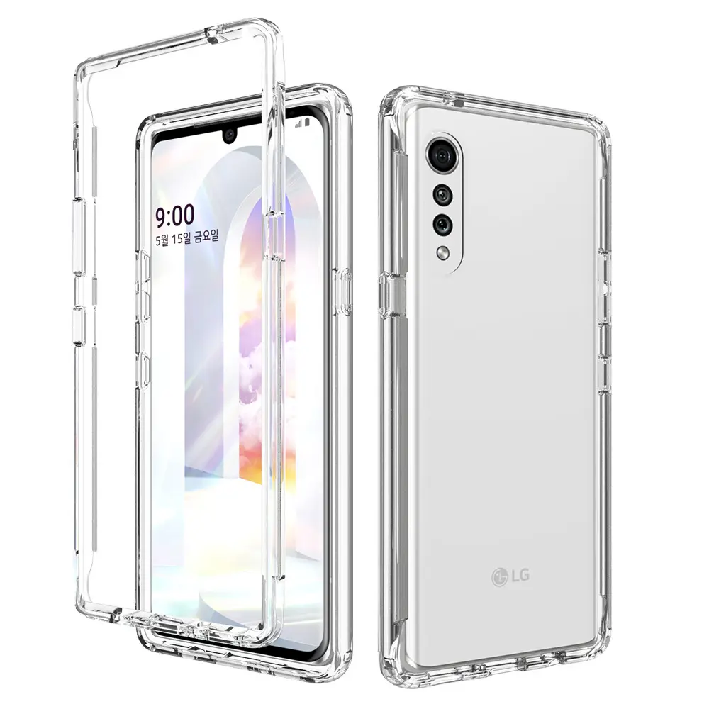 Design de moda 2 em 1 caso transparente cor gradiente do telefone móvel para LG V60ThinQ TPU acrílico claro para LG V50ThinQ 5G
