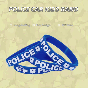<span class=keywords><strong>Pulseras</strong></span> de Goma con Estampado de Dibujos Animados de Coche de Policía para Niños, Eventos Infantiles, Pulsera Ecológica - Product Image 2