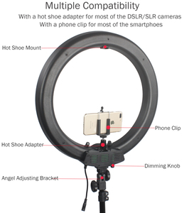 RL-18 Anneau lumineux LED dimmable de 18 pouces 55W pour maquillage, éclairage d'appoint pour artistes, vidéastes et photographies - Product Image 6