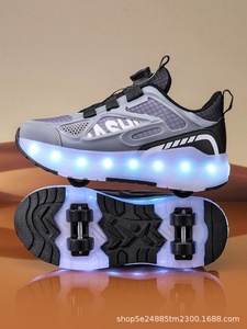 Zapatos <span class=keywords><strong>con</strong></span> <span class=keywords><strong>Ruedas</strong></span> para Niños, de Cuatro <span class=keywords><strong>Ruedas</strong></span>, <span class=keywords><strong>con</strong></span> Luces, Desmontables, para Niños y <span class=keywords><strong>Niñas</strong></span>, Estudiantes, <span class=keywords><strong>Zapatillas</strong></span> <span class=keywords><strong>con</strong></span> <span class=keywords><strong>Ruedas</strong></span> para Verano - Product Image 2