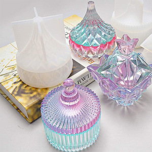 แม่พิมพ์ซิลิโคนพร้อมฝาปิด สำหรับทำกล่องคอนกรีตทรงกลมลายทาง ใช้เก็บโดมิโน่ ของจิปาถะ เครื่องประดับ เทียน และกระถางต้นไม้ - Product Image 1