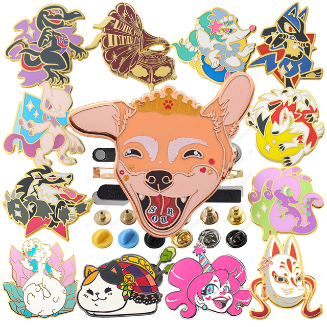 Good Quantity Customized Rose Gold Metal Animal Logo Cute Dog Pet Hard Enamel Lapel Pin Badge Manufacturer