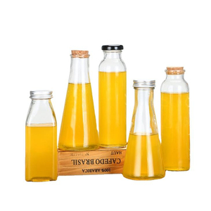 Bouteilles en verre transparent écologiques en gros avec bouchon à vis et impression sérigraphique, forme ronde, pour jus, eau, thé au lait - Product Image 6