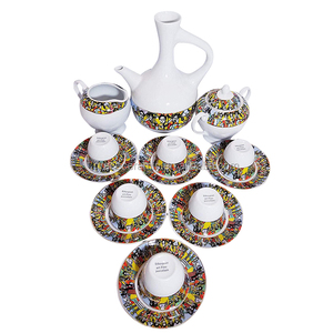 Reine de Saba 16 pièces service à café éthiopien éthiopien érythréen Art traditionnel tasse à café en porcelaine - Product Image 2