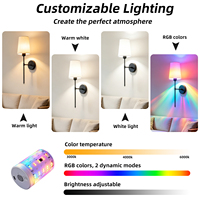 Applique murale moderne RGB rechargeable avec télécommande sans fil, intensité réglable, LED, avec ampoule LED magnétique pour chambre et salon