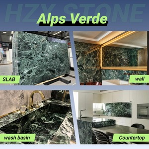 Dalles de marbre naturel des <span class=keywords><strong>Alpes</strong></span> Verde HZX Carreaux de pierre veinée blanche verte <span class=keywords><strong>italienne</strong></span> de qualité supérieure pour le revêtement de sol des escaliers - Product Image 4