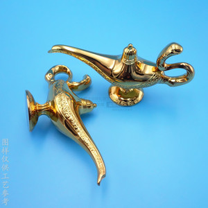 Zinc Alloy Magic Lamp Ornament Gold Electroplated Metal Paperweight Office Decor Business Gift Birthday <b>Decoration</b> - Product Image 1