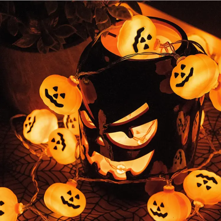 Halloween Pumpkin Ghost Skeletons Bat Spider Led Light String for Festival Bar Home Party Decor