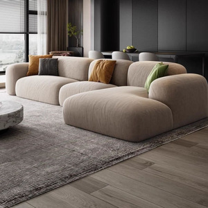 Sofá Moderno de Lujo Ligero en Tela Crema - Sofá Recto Estilo Emperatriz con Tela de Alta Tecnología para Todas las Salas de Estar - Product Image 3