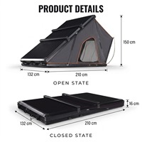 Tenda Atap Mobil Segitiga Aluminium Hard Shell Otomatis untuk SUV Pickup Overlanding 4 Musim