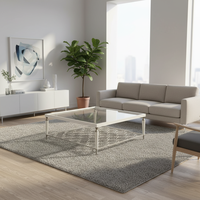 Table basse avec base carrée en bois massif, incrustation en métal martelé, design moderne, réglable pour salon ou salle de thé