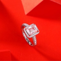 Bague en argent 925 pour femme, moissanite 1 carat taille octogonale, style luxe léger, alliance complète, certificat GRA, transfrontalier