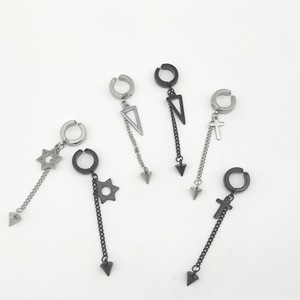 Clip-On Earrings Geometric <b>Cross</b> Tassel <b>Chain</b> Zinc Alloy For Non-Pierced Ears Fashion Jewelry - Product Image 3