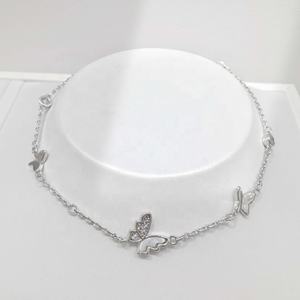 Pulseras de cadena minimalistas de plata de ley 925 al por mayor, chapadas en oro de 14k, con dijes de mariposa de circonita para niñas, ideales para el verano. - Product Image 1