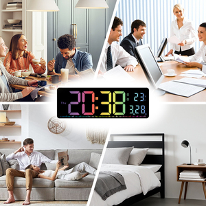Horloge numérique intelligente à affichage LED RVB avec grand chiffres, affichage de la température, de l'heure, alarme, changement de couleur, minuteur domestique pour bureau - Product Image 5
