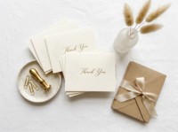 Cartes de remerciement personnalisées avec logo pour petites entreprises, dorure à chaud, motif botanique, carte d'insertion mate ivoire pour emballage de mariage, branding, commande en gros