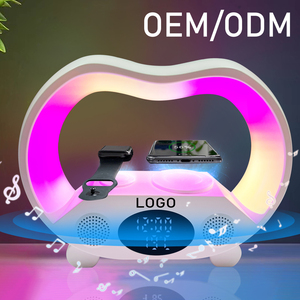 2024 prix de gros moderne 4-en-1 chargeur de téléphone sans fil rapide haut-parleur <span class=keywords><strong>avec</strong></span> affichage numérique LED et <span class=keywords><strong>réveil</strong></span> matériel PC - Product Image 2