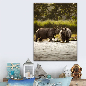 Nepal One-Horned Rhino Canvas Print - <strong>Chitwan</strong> National Park Wildlife Scenic Wall Art for Home Decor - Product Image 3