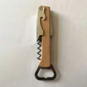 Sacacorchos de camarero con mango de madera y logotipo personalizado, abridor de botellas de vino metálico, venta al por mayor - Product Image 3