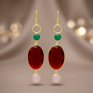 Pendientes Colgantes de Plata Hechos a Mano con Piedras Preciosas, Chapados en Oro, Estilo Boho, para Fiesta de Compromiso - Product Image 3