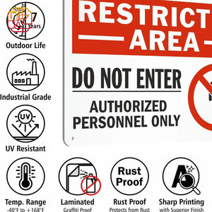 Señal <span class=keywords><strong>de</strong></span> Tráfico Reflectante <span class=keywords><strong>de</strong></span> 10 x 14 Pulgadas, Área Restringida, Prohibida la Entrada, Solo Personal Autorizado, Aluminio Antioxidante <span class=keywords><strong>de</strong></span> 1 mm - Product Image 5