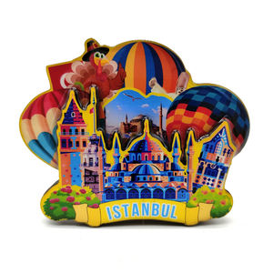 欧洲乡村城市中密度纤维板木质冰箱贴定制旅游纪念品安塔利亚伊斯坦布尔土耳其纪念品磁铁 - Product Image 1