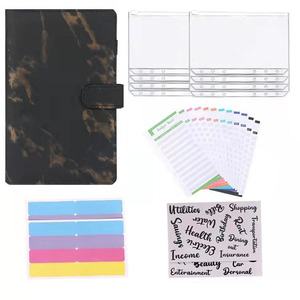 Fash оптовая продажа пользовательский новый дизайн журнал спиральный блокнот из искусственной кожи A6 мрамор с золотым бюджетным переплетением наличные конверты планировщик - Product Image 3