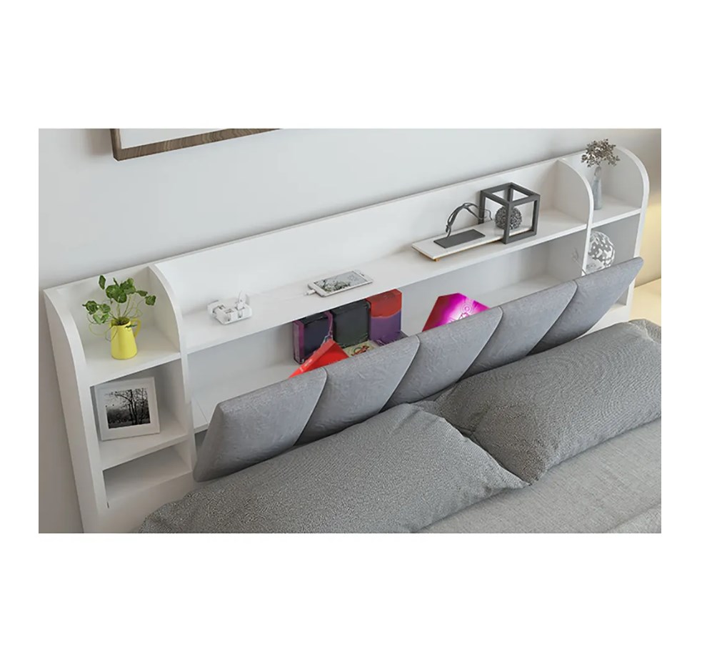 Modern 3 drawers white storage bed low profile queen bed