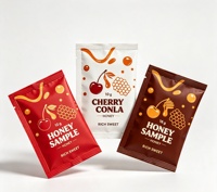 Sachets en aluminium imprimés sur mesure avec logo et couleur, avec ligne de déchirement, de qualité alimentaire, petits sachets pratiques pour échantillons de miel