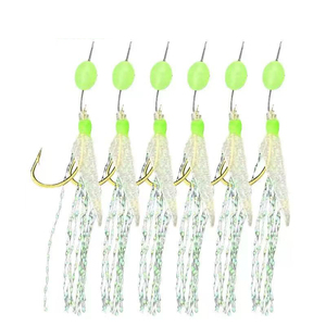 Rigues Sabiki à plumes UV Glow 8 # -18 #   Hameçons de pêche en eau salée avec perles lumineuses, montages Sabiki pour la pêche au bar et à la <span class=keywords><strong>truite</strong></span> en eau salée - Product Image 4