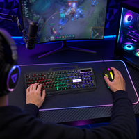 Set Keyboard dan Mouse Kabel RGB 104-Tombol dengan Lampu LED Warna-warni USB untuk Penggunaan Gaming PC