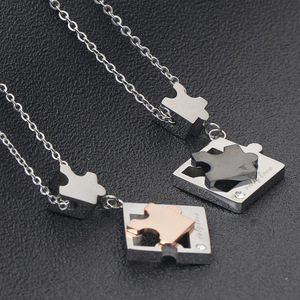 Collar de Pareja de Acero Inoxidable con Grabado de Diamantes de Imitación, Solo Amor, para Regalo - Product Image 3