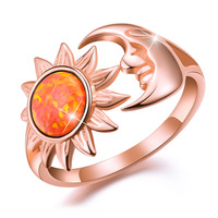 Nouveau élégant lune soleil forme coloré naturel opale bague de fiançailles fines anneaux 925 bijoux en argent Sterling pour les femmes cadeau