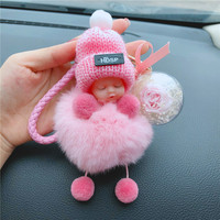 Nouveau sac de voiture coréen, pendentif moelleux, élégant, peluche, poupée bébé, porte-clés, porte-clés pour cadeau (KC151C)