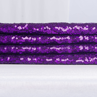 Tissu en maille à sequins violets brodés, dentelle plate extensible ronde de 3 mm, idéal pour les robes de mariée africaines et les nappes scintillantes – Vente chaude
