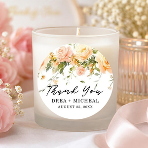 Autocollants de mariage personnalisés pour les cadeaux, étiquettes de remerciement personnalisées <span class=keywords><strong>avec</strong></span> noms et date, sceaux d'enveloppe ronds floraux pour boîtes cadeaux - Product Image 2
