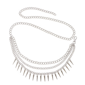 Chaîne de taille minimaliste multicouche à pampilles, style hip-hop en argent tibétain, pour usage quotidien, chaîne de corps tendance - Product Image 5