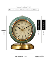 Horloge de table en céramique verte craquelée haut de gamme Armens, mouvement silencieux sans tic-tac, horloge de table rétro, cadeau pour la maison, l'hôtel, la chambre à coucher