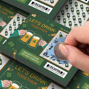 Impresión digital de tarjetas de lotería rasca y gana con diseño libre, estilo bebida, para juego de lotería de premios instantáneos - Product Image 1