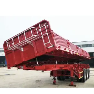 HYS Sidewall Dump Semi Trailer Customize Side Wall Dumper Truck Trailer Tri-axle Container Bulk Cargo Tipper Trailer