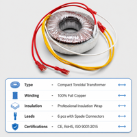 Transformateur toroïdal personnalisé 115V 230V vers 15V 38V, haute efficacité 90%-96%, faible perte à vide, transformateur de puissance pour amplificateur audio CE